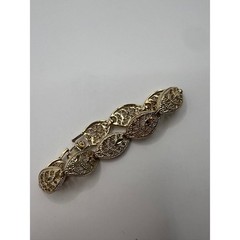 Filigree Link Bracelet 7.25″ Gold Tone Ornate Marquise Openwork Feminine Chic