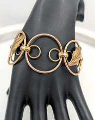 Vintage KREMENTZ Bracelet Leaf Circles Mixed Metal Copper and Gold Tone