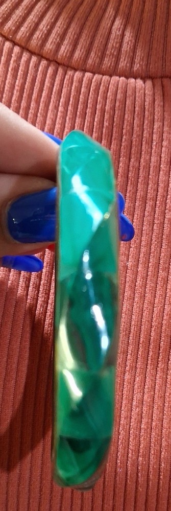 Vintage Green Marbled Plastic Bangle Bracelet, Round Shape, No Gemstones