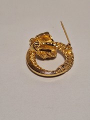 1 Vtg Christian Dior 1970s Knot Brooch & 1 Gold-Tone Intertwined Circle Brooch
