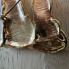 Vintage Green Eyed Crystal Rhinestone Golden Tone Twin Family Leopard Brooch