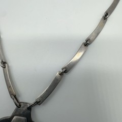 VTG Fridl Blumenthal Sterling Snowflake Obsidian Pendant Necklace 52.8g #bba