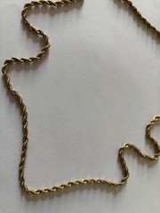 Gold Tone Rope Chain Necklace 24” Unmarked Vintage Style Spring Ring Clasp