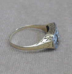 Antique 14K Yellow Gold and Platinum 5-Stone Diamond Ring Sz. 6.25 * JJ399
