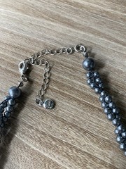 Roman Vintage Double Strand Faux Gray Pearl Necklace