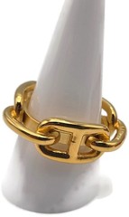 Hermès Chaîne d’Ancre Scarf Ring Vintage Gold Plated Anchor Link Design with Box