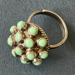 925 Sterling Mexican Silver Turquoise Cluster dome Ring Size Adjustable