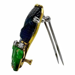 Wedderien Art-Deco Period Platinum Gold Diamond Sapphire and Jade Foliate Brooch