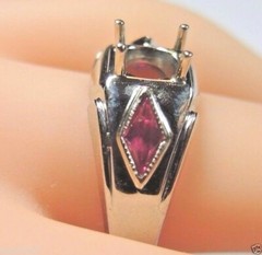 Antique Art Deco Setting 20K White Gold Mounting Hold 6 MM Ring Size 8 UK-P
