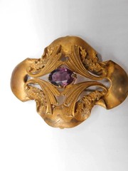 Antique Art Nouveau Art Deco 1895-1935 Amethyst Pin Brooch