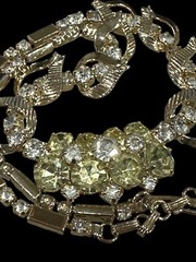 Vintage MCM Necklace Sarah Coventry Clear Yellow Green Rhinestone 16-18″