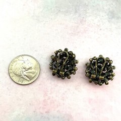 Vintage LaVintage Rhinestone Flower Earrings Burnished Gold Tone