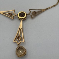 Antique 15K Gold Filigree Lavaliere Y Necklace Seed Pearls 9 Grams Stamp 15C