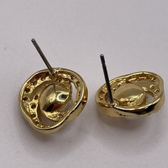 Earrings Vintage Rhinestone Faux Pearl Knot Gold Tone Metal Stud Jewelry