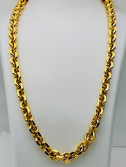 Vintage 1990s Gold Plated Chunky Hexagon Link Necklace 30”