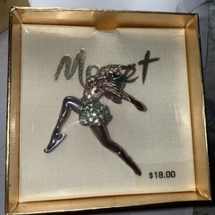 Monet pin brooch ballerina rhinestones vintage unused 80’s Mint In Box