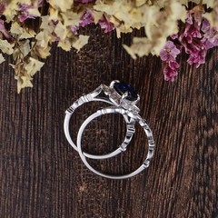 2.5Ct Art Deco Style Lab Created Diamond Sapphire Wedding 14K White Gold FN Ring