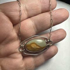 Choker Picture Jasper Sterling Silver 15.5” Antique 24mm X 14mm Stone