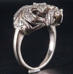 Vintage 1940’s 14k White Gold Single Round Diamond Star Style Ring .20ctw 4.7g
