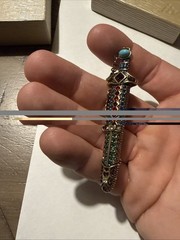 Multicolor Crystal Antique Bronze Ton Multicolor Sword Brooch By JTV