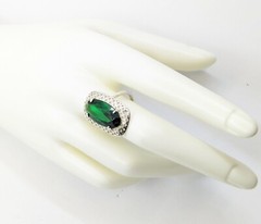 Vintage Luxury RING Silver 925 with Chic Big Bright Stone -size: 9US (19mm)| #53