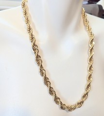 Vtg Signed NAPIER 9mm Thick 24″ Rope Chain Necklace 140gr Gold Tone
