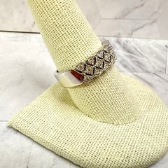 Vintage AVON Silver Tone Filigree Band Ring Clear CZ Crystals Size 9.75