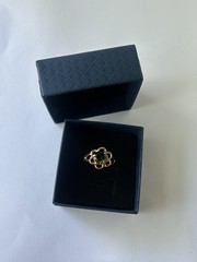 Vintage Green Cubic Zirconia Ring Gold Plated Womens Size 8