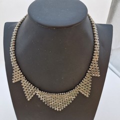 Jakob Bengel Germany Art Deco Chrome Necklace Brickwork Fashion Modernist 16.5″