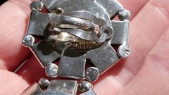 Vintage Pat Areias Sterling Silver Octagon Clip on Earrings 33.3g 1.25 Inches