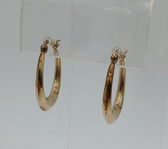 VTG 925 Oval Hoop Earrings 1in Drop Gold Vermeil on Sterling Silver 2.5g Estate