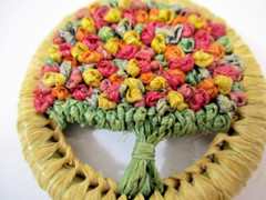 HANDMADE Flowers Tree of Life Pin Brooch Colorful Woven Natural Material 1-5/8″
