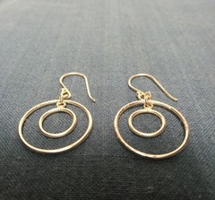 Vintage 925 Silver Double Hoop Dangle Wire Earrings