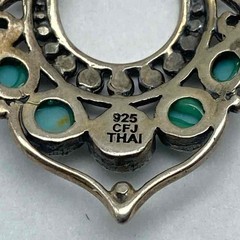 Vintage 1990s Sterling Silver 925 Turquoise CFJ Thai Butterfly Pendant Earrings
