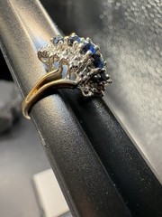 10k Yellow Gold London Blue Topaz Diamond Cluster Estate Ring SZ 8 3.55g