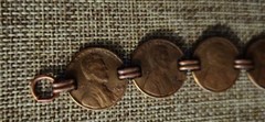 Vintage Copper 9 Penny Cuff Bracelet Lincoln One Cent Coins All Pre-1990 Patina