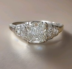 Vintage Platinum Engagement Ring 1.71ct.Natural Cushion Diamond GIA Cert 1930’s