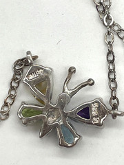 Ross Simons 925 Sterling Silver Multi Gemstone Butterfly pendant necklace 15″