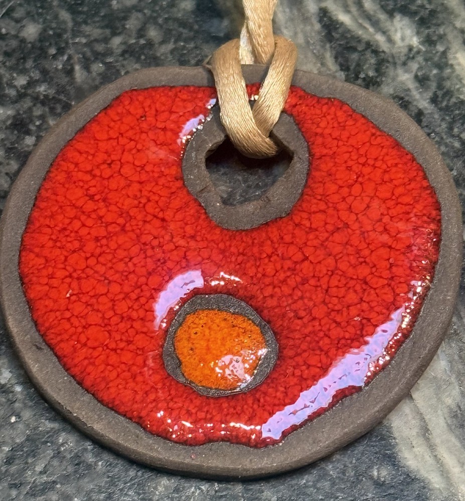 Vintage Midcentury Moderne 1970’s Artisan Ceramic Pendant Necklace