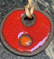 Vintage Midcentury Moderne 1970’s Artisan Ceramic Pendant Necklace