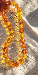 Faceted Amber Vintage Choker Necklace Fancy Clasp with UV Test See Pics