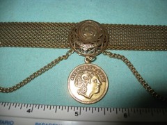 Egyptian Revival Choker with Crescents Inset Gold Coin Alexander the Great Medal