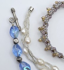 Vintage Estate Beaded Bracelet Lot 14 Pc Art Glass Gemstone Craft Harvest Wear