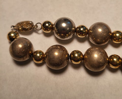 Vintage Chinese Export Silver & Gold Tone Ball Necklace signed Silver 141 g
