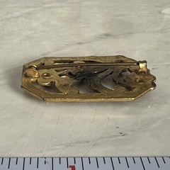 Art Deco Rectangle Floral Openwork Flower Brooch Rhinestones Antique Vtg Old Pin