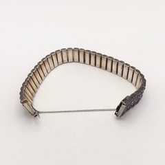 Art Deco Sterling Silver Blue Rhinestone Tennis Bracelet 6.25in Leach & Miller