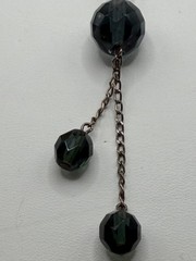 Sterling Silver Glass Blue Gray Bead Y Drop Necklace Lariat Italy 925 9.6 gram
