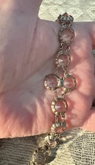 Antique Victorian Baby Pink Paste Bracelet Mixed Metals 7 Inches