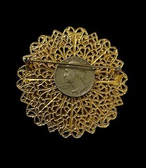 LARGE VINTAGE WATERMELON RIVOLI RHINESTONE BROOCH PIN DOMED HIGH END GORGEOUS!