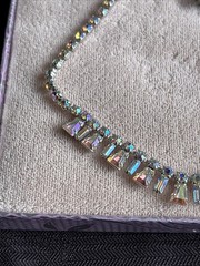 B David Jewelry Set Rhinestone NECKLACE EARRINGS Clip On Vintage Signed WITH BOX